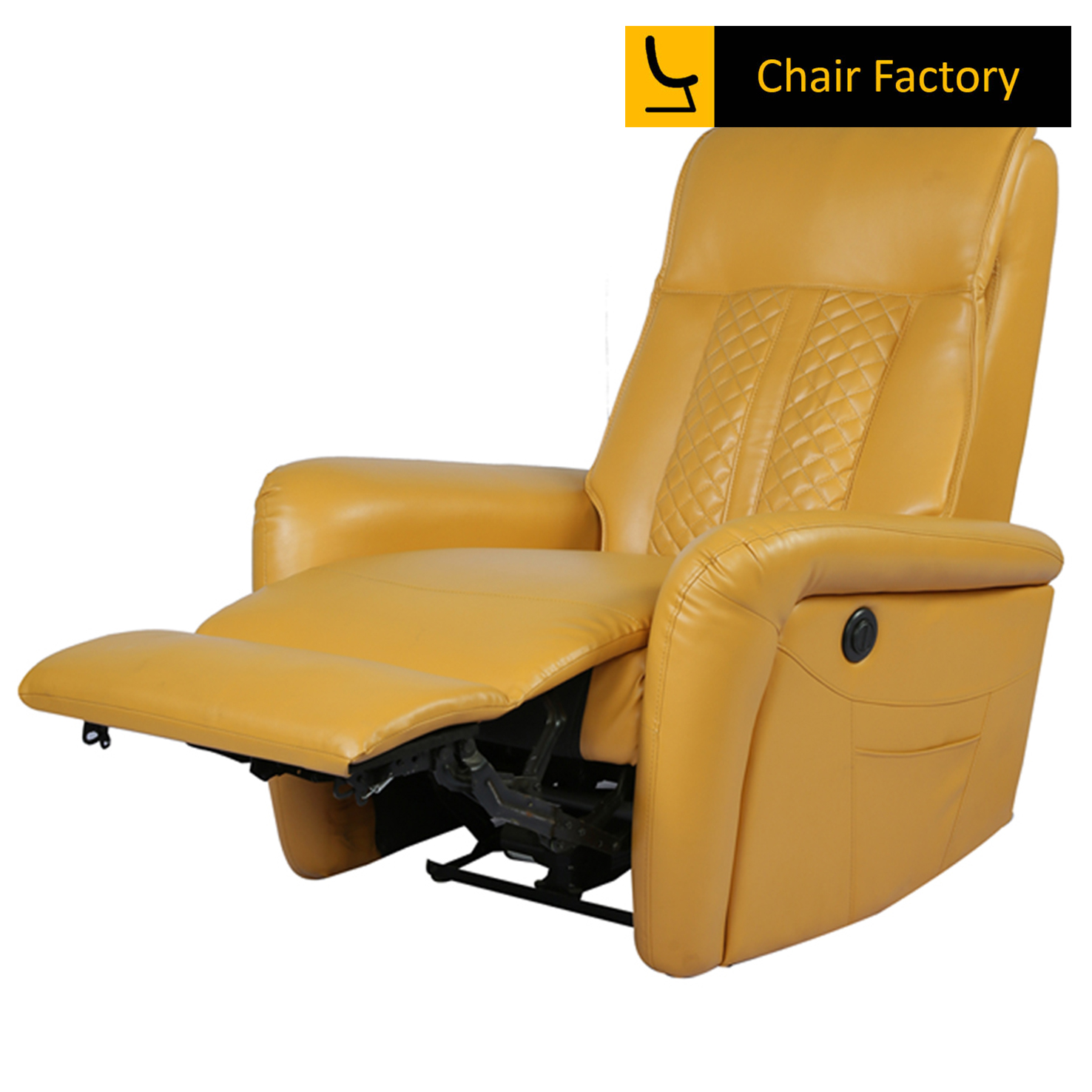 Lazio Mustard Yellow Leather Recliner Chair with Soft Padding & Lumbar